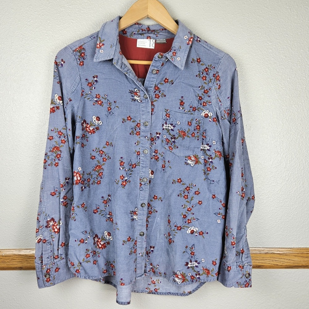 Building 18 Anthropologie Cottage Grunge Floral Pinwhale Corduroy Shirt US Sz 6